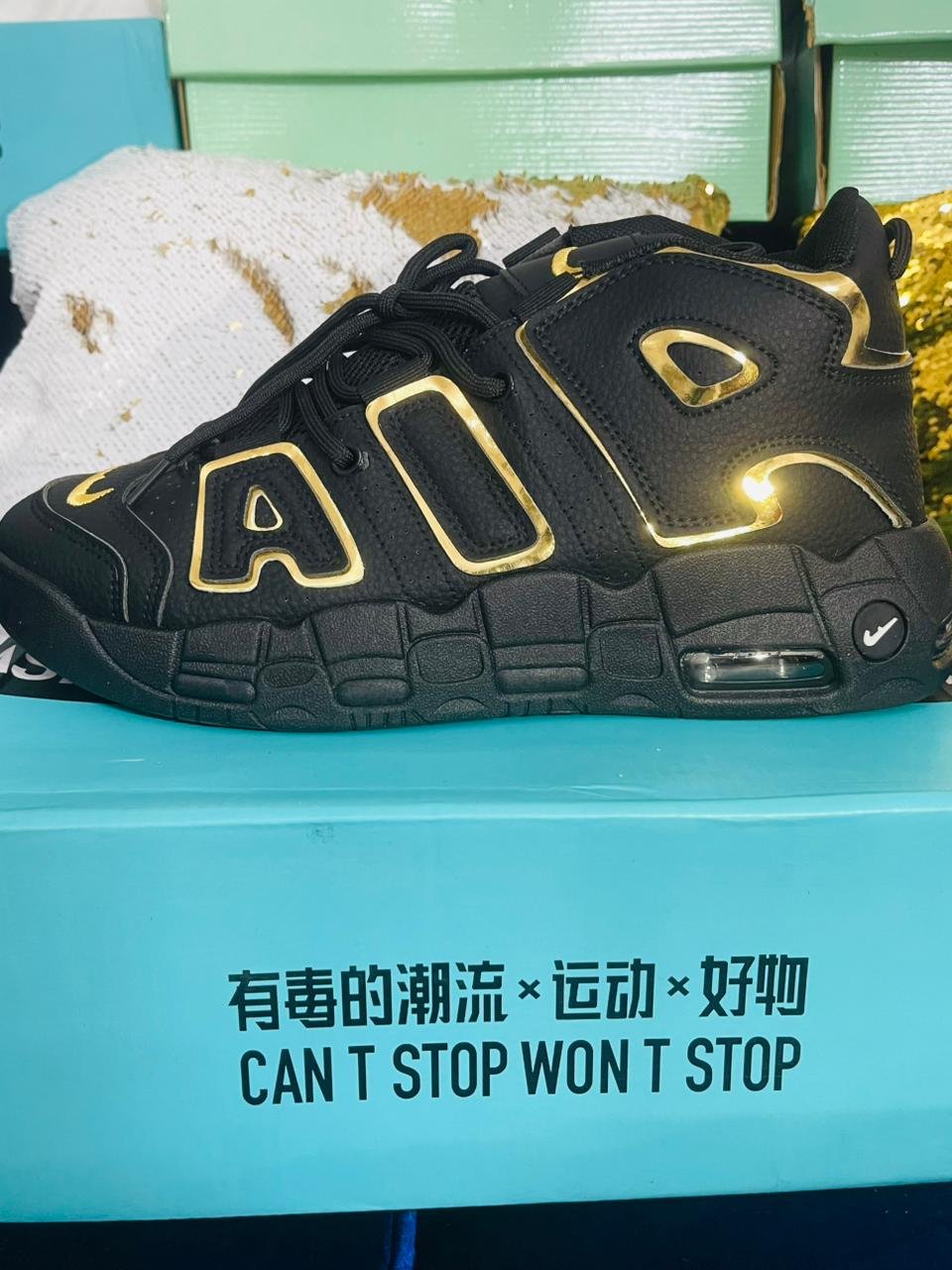 Black Gold Uptempo Style Chunky Sneakers – Premium Street Look